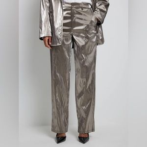 NA-KD mid waist loose silver trousers